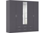 Kleiderschrank RAUCH "Schrank Garderobe Ankleide GAMMA Breiten 91/136/181/226/271/315/360 cm", graumetallic, griffe chrom, B:226cm H:210cm T:54cm, Holzwerkstoff, Schränke, Kleiderschrank, verschiedene Griff-Varianten, mit Spiegel TOPSELLER MADE IN GERMANY