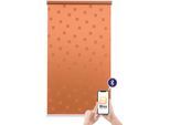 Elektrisches Rollo SUNLINES "Funky Square", orange (orange, weiß), B:140cm H:180cm, Kunststoff, Metall, Polyester, Rollos, Elektrisches Rollo, appgesteuert via Bluetooth, mit Akku und Motor, weißer Fallstab