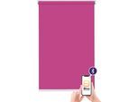 Elektrisches Rollo SUNLINES "San Francisco", pink (magenta, weiß), B:110cm H:180cm, Polyester, Rollos, Elektrisches Rollo, appgesteuert via Bluetooth, mit Motor und Akku, weißer Fallstab