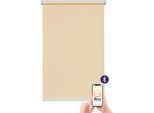 Elektrisches Rollo SUNLINES "New York", beige (sand, weiß), B:120cm H:180cm, Polyester, Rollos, Elektrisches Rollo, appgesteuert via Bluetooth, mit Motor und Akku, weißer Fallstab