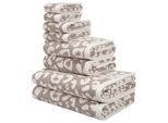 Handtuch Set OTTO HOME "Regona Leo, 8 tlg. Set, Premium Handtücher, 100% Baumwolle, 550 gr/m²", beige (beige, creme), 8, Frottier, Frottier, Obermaterial: 100% Baumwolle, Handtuch-Sets, Handtuch Set, Animal Print, Duschtücher, Handtücher, Gästetücher, Seiftücher, Topseller