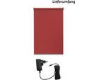 Elektrisches Rollo SUNLINES "New York", rot (rot, weiß), B:180cm H:180cm, Polyester, Rollos, Elektrisches Rollo, appgesteuert via Bluetooth, mit Motor und Akku, weißer Fallstab
