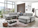 Ecksofa DIE PLANBAR "MP-IN16012 U-Form, mit Federkern-Polsterung", silber, B:371cm H:85cm T:195cm, 85% Polyester;15% Nylon, Sofas, Ecksofa, inkl. Sitztiefenverstellung wahlweise mit weiteren Funktionen