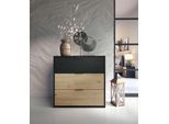 Kommode OTTO HOME "PEERY Sideboard mit 3 Schubladen, Maße B/T/H: 80/40/79 cm", schwarz (schwarz, natur), B:80cm H:79,3cm T:40cm, Melamin, Sideboards, Kommode, Moderner Schubladenschrank mit viel Stauraum und schwarzen Griffen