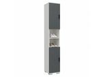 Schuhschrank VCM "Holz schmaler Schuhschrank Dielenmöbel Gados M", schwarz (weiß, anthrazit), B:30cm T:33cm, Obermaterial: 100% Holz Wood., Schränke, Schuhschrank