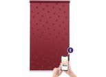 Elektrisches Rollo SUNLINES "Funky Square", rot (bordeaux, weiß), B:80cm H:180cm, Kunststoff, Metall, Polyester, Rollos, Elektrisches Rollo, appgesteuert via Bluetooth, mit Akku und Motor, weißer Fallstab