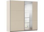 Schwebetürenschrank RAUCH "Kleiderschrank Drehtürenschrank Schrank Garderobe KRONACH", beige (champagner, griffleisten alu, 1 spiegel), B:218cm H:210cm T:59cm, Holzwerkstoff, Schränke, Schwebetürenschrank, optional ohne, mit 1 oder 2 Spiegel, viel Stauraum MADE IN GERMANY