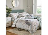 Wendebettwäsche LAURA ASHLEY "Belvedere", bunt (duckegg), B/L: 200cm x 200cm, 1 Stk., 2 Stk., Satin, B/L: 50cm x 75cm & 50cm x 75cm, 3 tlg., Satin, Obermaterial: 100% Baumwolle, Bettwäsche, Wendebettwäsche, mit floralem Munter, inkl.2 Kissenbezüge