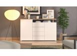 Sideboard HOME AFFAIRE "Aterno Kommode, Anrichte", weiß (weiß, natur), B:154cm H:94cm T:40cm, Sideboards, Sideboard, Breite 154 cm, mit Push-to-Open Funktion