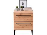 Nachtkommode HOME AFFAIRE "Sardinia, Nachtschrank, Maße (B/T/H): 45,5/35/54 cm", braun (dekor artisan eiche), B:45,5cm H:54cm T:35cm, Holzwerkstoff, Sideboards, Nachtkommode, mit 2 Schubladen, Metallgriffe und Metallfüße in Kufenform