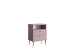 Nachttisch OTTO HOME "Elyriia Nachtkommode mit 2 Schubladen und Fach, Premium-Qualität", lila (violett, goldfarben), B:50cm H:69,5cm T:34cm, Tische, Nachttisch, mit viel Stauraum, modernes Design, pflegeleicht und robust