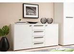 Sideboard HOME AFFAIRE "Ksanti Kommode Breite/Tiefe/Höhe 163/80,5/80,5 cm", weiß, B:163cm H:80,5cm T:80,5cm, Holzwerkstoff, MDF, Sideboards, Sideboard, 2 Türen und 4 Schubkästen, hochglänzende Front