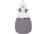 Babyschlafsack TRÄUMELAND "Außenschlafsack Pünktchen grau", Baby, Gr. 56/62, umlaufender Reißverschluss, grau, Obermaterial: 100% Baumwolle, Schlafsäcke