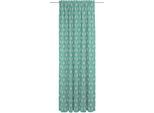 Vorhang ADAM "Retro Floret" Gr. 2, blau (petrol), B:142cm H:175cm, Jacquard, Baumwolle, Gardinen, aus 100% Bio-Baumwolle