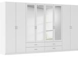 Kleiderschrank RAUCH "Schrank Garderobe Ankleide GAMMA Breiten 91/136/181/226/271/315/360 cm", alpinweiß, griffe alu, B:360cm H:210cm T:54cm, Holzwerkstoff, Schränke, Kleiderschrank, verschiedene Griff-Varianten, mit Spiegel TOPSELLER MADE IN GERMANY