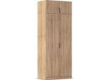 Kleiderschrank RAUCH "Drehtürenschrank Schrank Garderobe Ankleide Schlafzimmer LAGOA", braun (eiche sonoma), B:91cm H:235cm T:54cm, Holzwerkstoff, Schränke, Kleiderschrank, moderne Kantengriffe aus Metall, optional mit Aufsatz MADE IN GERMANY