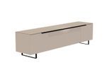 Moderano Lowboard, Schwarz, Sand, Metall, 3 Fächer, 210x51x45 cm, Beimöbel erhältlich, Abdeckplatte aus Glas, Wohnzimmer, Wohnwände, Lowboards