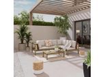 Gardenson Loungegarnitur, Akazie, Holz, Kunststoff, Akazie, teilmassiv, Füllung: Schaumstoff, 240x160 cm, FSC 100%, Loungemöbel, Gartenlounge-Sets