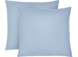 Kissenbezug BIBERNA "Michi Feinjersey mit Reißverschluss", blau (eisblau), B:80cm L:80cm, Feinjersey, Obermaterial: 100% Baumwolle, Kissenbezüge, Kissenbezug, verschiedene Größen, Feinjersey Kissenhülle aus 100% Baumwolle