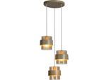 SEARCHLIGHT Pendelleuchte "Royal 3Lt Pendelleuchte, Sandmetall, bernsteinfarbenes geripptes Glas", sand, bernstein, H: 23cm, 1 Stk., Leuchten, geripptes Glas, Pendelleuchte