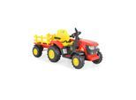 Moni Kinder Elektrotraktor Rancher mit Anhänger, Hupe, Licht, MP3, Fernbedienung rot