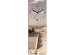 Wanduhr ARTLAND "Nordseestrand auf Langeoog - Steg_Sepia", beige (natur), B:20cm H:60cm T:1,8cm, Wanduhren, Wanduhr, wahlweise mit Quarz- oder Funkuhrwerk, lautlos ohne Tickgeräusche