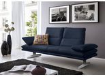 2-Sitzer W.SCHILLIG "broadway, Designsofa mit tollem Sitzkomfort, Breite 216cm", blau (blau z59), B:216cm H:94cm T:96cm, Longlife Xtra-Leder Z59: Glattleder mit modischer Prägung. Hautstärke 0, 9 - 1, 1 mm, Sofas, Sitztiefenverstellung, Kopfteil- & Seitenteilverstellung, Breite 216cm