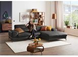 Ecksofa W.SCHILLIG "Piedroo, Designsofa mit tollem Sitzkomfort, elegant und bequem, L-Form", grau (anthrazit z69), B:303cm H:70cm T:193cm, Longlife Xtra-Leder Z69: Das feinnarbige, gedeckte Softleder Z69 besticht durch seine außergewöhnliche Weichheit im trendigen »Vintage-Look«, Hautstärke 0, 9 - 1, 1 mm, Sofas, Ecksofa, Kopfteilverstellung, wahlweise mit Sitztiefenverstellung, Breite 303cm