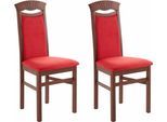 Esszimmerstuhl HOME AFFAIRE "Franz", rot (rot, buche massivholz wengefarben lackiert), B:46cm H:101cm T:51cm, Stühle, Esszimmerstuhl, strapazierfähige Microfaser, Gestell Buche natur oder weiß, Holzstuhl
