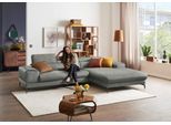 Ecksofa W.SCHILLIG "Piedroo, Designsofa mit tollem Sitzkomfort, elegant und bequem, L-Form", grau (grau s37), B:303cm H:70cm T:193cm, Stoff S37 (100% Polyester): Luxus-Microfaser in Lederoptik, Sofas, Ecksofa, Kopfteilverstellung, wahlweise mit Sitztiefenverstellung, Breite 303cm