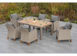 Garten-Essgruppe MERXX "Avellino", beige (steinbeige), Aluminium, Kunststoff, Massivholz, Sitzmöbel-Sets, Garten-Essgruppe, inkl. Auflagen