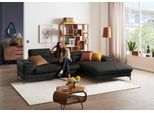 Ecksofa W.SCHILLIG "Piedroo, Designsofa mit tollem Sitzkomfort, elegant und bequem, L-Form", grau (graphit z59), B:303cm H:70cm T:193cm, Longlife Xtra-Leder Z59: Glattleder mit modischer Prägung. Hautstärke 0, 9 - 1, 1 mm, Sofas, Ecksofa, Kopfteilverstellung, wahlweise mit Sitztiefenverstellung, Breite 303cm