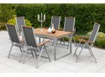 Garten-Essgruppe MERXX "»Siena«", grau (grau, grau, graphit), Aluminium, Massivholz, Polyester, Sitzmöbel-Sets, Garten-Essgruppe, Ausziehtisch: LxB: 150-200 x 90 cm