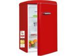 EXQUISIT Kühlschrank "RKS120-V-H-160C", Energieeffizienz: C, rot, Rechtsanschlag, nicht wechselbar, Kühlschränke, LED-Beleuchtung, verstellbare Glasböden, Retro-Design, Kühlschrank