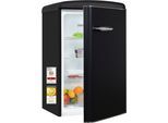 EXQUISIT Kühlschrank "RKS120-V-H-160C", Energieeffizienz: C, schwarz (mattschwarz), Rechtsanschlag, nicht wechselbar, Kühlschränke, LED-Beleuchtung, verstellbare Glasböden, Retro-Design, Kühlschrank