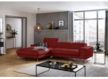 Ecksofa W.SCHILLIG "piedroo, Designsofa mit tollem Sitzkomfort, bequem und elegant, L-Form", rot (ruby rot z59), B:303cm H:70cm T:193cm, Longlife Xtra-Leder Z59: Glattleder mit modischer Prägung. Hautstärke 0, 9 - 1, 1 mm, Sofas, Ecksofa, Kopfteilverstellung, wahlweise mit Sitztiefenverstellung, Breite 303cm