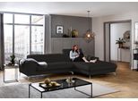 Ecksofa W.SCHILLIG "piedroo, Designsofa mit tollem Sitzkomfort, bequem und elegant, L-Form", schwarz (schwarz z59), B:303cm H:70cm T:193cm, Longlife Xtra-Leder Z59: Glattleder mit modischer Prägung. Hautstärke 0, 9 - 1, 1 mm, Sofas, Ecksofa, Kopfteilverstellung, wahlweise mit Sitztiefenverstellung, Breite 303cm