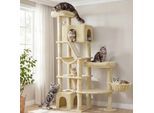 FEANDREA Kratzbaum, 188,2 cm hoch, Katzenbaum, für große Katzen, Katzenkratzbaum beige