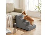 FEANDREA Hundetreppe, 2/3/4/5 Stufen Haustiertreppe aus grauem Cordstoff Waschbar hellgrau XL