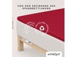 Spannbettlaken SCHLAFGUT "PURE TOPPER Bio-Baumwolle mit Elasthan 170 g/m² für Topper bis 10 cm", rot (rot deep), 1 Stk., Jersey-Elasthan, 120-130x200-220 10cm, Jersey-Elasthan, Obermaterial: 95% Baumwolle, 5% Elasthan, Bettlaken, Spannbettlaken, PREMIUM Laken für Matratzen bis 10 cm Höhe, dehnbar, blickdicht