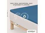 Spannbettlaken SCHLAFGUT "PURE TOPPER Bio-Baumwolle mit Elasthan 170 g/m² für Topper bis 10 cm", blau (blau mid), 1 Stk., Jersey-Elasthan, 120-130x200-220 10cm, Jersey-Elasthan, Obermaterial: 95% Baumwolle, 5% Elasthan, Bettlaken, Spannbettlaken, PREMIUM Laken für Matratzen bis 10 cm Höhe, dehnbar, blickdicht
