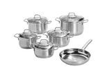 WMF Kochtopfset , Edelstahlfarben , Metall , 6-teilig , 16 cm,20 cm , 2 l,3.7 l,6.5 l,1.5 l,3 l , kratzfest, rostfrei, geschmacksneutral, säurefest, TransTherm®-Allherdboden , Kochgeschirr, Töpfe, Topfsets