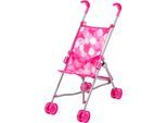 Puppenbuggy BAYER "bordeaux mit Einhorn", pink (pink mit kreisen), Puppenwagen, KinderB:27cm H:56cm T:47cm, B:27cm H:56cm T:47cm