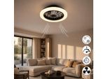 HANSEATIC LED Deckenleuchte "DLVO69222RS, Deckenventilator mit Licht Ø 38cm, inkl Fernbedienung", schwarz (schwarz matt, weiß), 1, Ø 38,5cm H: 14cm, 1 Stk., Leuchten, Ventilator mit 5 Stufen, Vor- & Rücklauf, LED mit CCT Timer Nachtlicht, LED Deckenleuchte