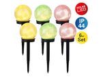 LED Solarleuchte NÄVE "Aura", bunt, H:34cm Ø:10cm, Leuchten, 6er Set Dekoerdspieß grün / gelb / rot, LED warmweiß, Schiebeschalter