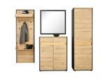, Schwarz, Eichefarben , Holzwerkstoff , 2 Schublade(n) Schubladen , 209.1x200.7x38 cm , Beleuchtung ,