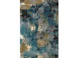 Leinwandbild QUEENCE "Ginkgo in Gold und Türkis, Canvas Bild von Hand bespannt", farbe bild(er): gold,türkis,grün,dunkelgrün,schwarz,weiß, B:30cm H:40cm T:2cm, Bilder, Leinwandbild, Zeitlose Ginkgo-Motive in hellen Farben