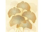 Leinwandbild QUEENCE "Gingko in Beige, Canvas Bild von Hand bespannt", farbe bild(er): beige,gold,natur, B:40cm H:40cm T:2cm, Bilder, Leinwandbild, Zeitlose Ginkgo-Motive in hellen Farben