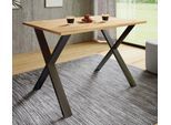 Esstisch VCM "Premium Holz Esstisch Küchentisch Xona X 110x80", braun (schwarz, honig, eiche), B:110cm T:80cm, Tische, Esstisch