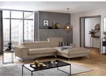 Ecksofa W.SCHILLIG "piedroo, Designsofa mit tollem Sitzkomfort, bequem und elegant, L-Form", braun (stone z59), B:303cm H:70cm T:193cm, Longlife Xtra-Leder Z59: Glattleder mit modischer Prägung. Hautstärke 0, 9 - 1, 1 mm, Sofas, Ecksofa, Kopfteilverstellung, wahlweise mit Sitztiefenverstellung, Breite 303cm
